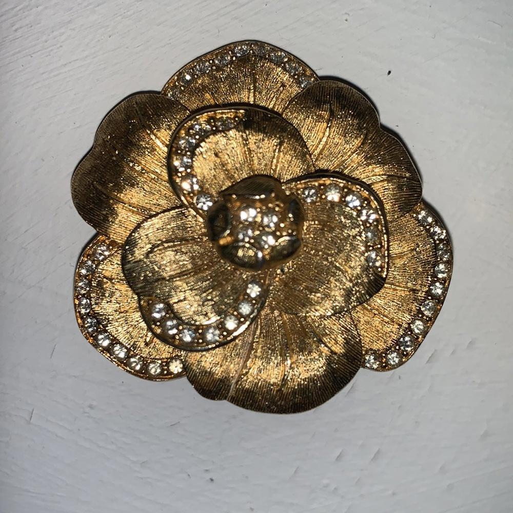 Vintage Christian Dior Large Crystal Rose Flower Large Clip on Earrings - Picture 10 of 12
